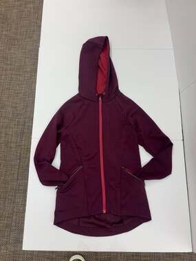 Fabletics Sammy Hooded Jacket Size XXS Burgundy Full Zip
